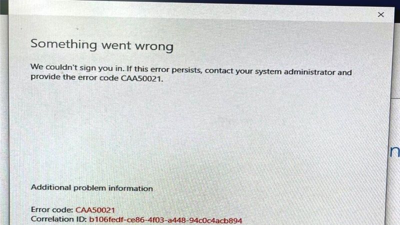 fix Microsoft Office error code CAA50021