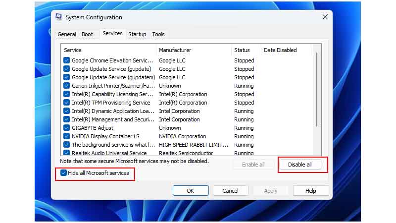 Hide All Microsoft Services