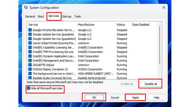 Hide All Microsoft Services