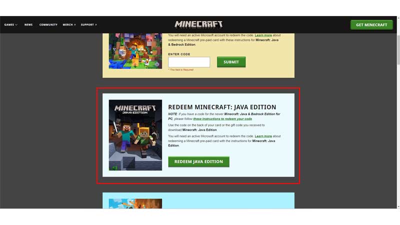 Redeem Minecraft Java