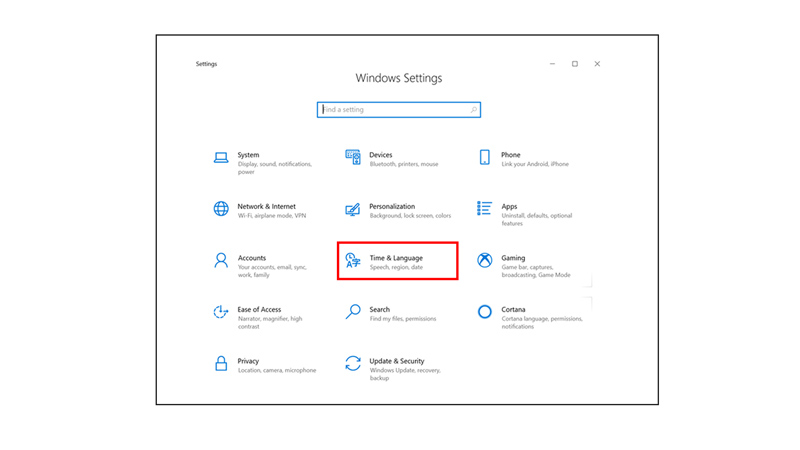 steps tp open language setting on windows 10 to change language 