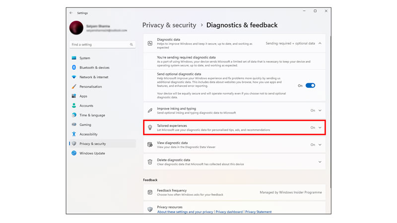 steps to disable Microsoft From Using Your Diagnostic Data