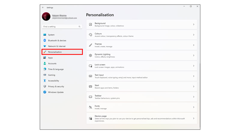 steps to open personaliziation settings on windows 11 