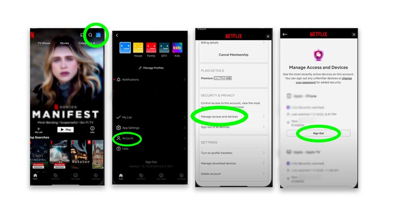steps to remove one device from netflix