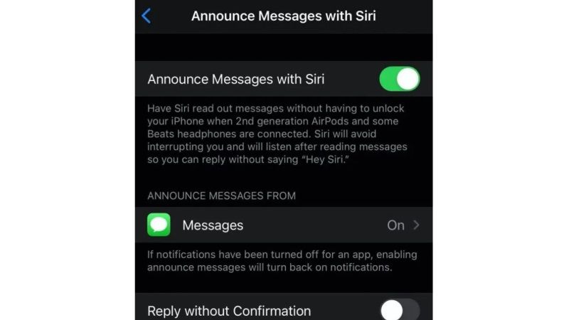 stop siri from reading text messages on AirPods
