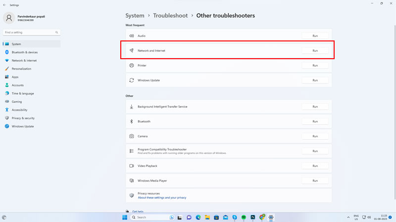 Windows Network Troubleshoot