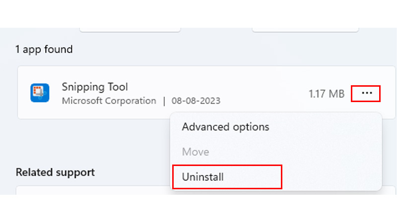 Uninstall Snipping Tool