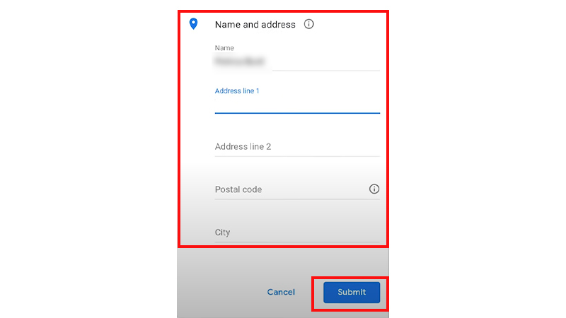 Name and address steps