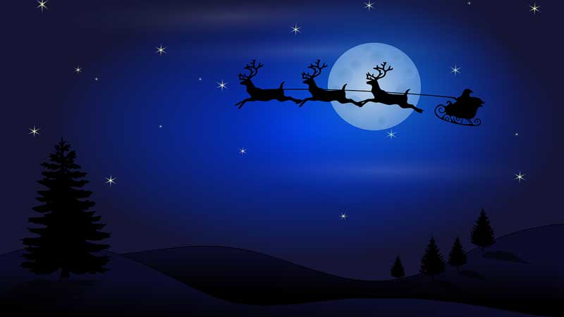 Christmas Background Santa in Night