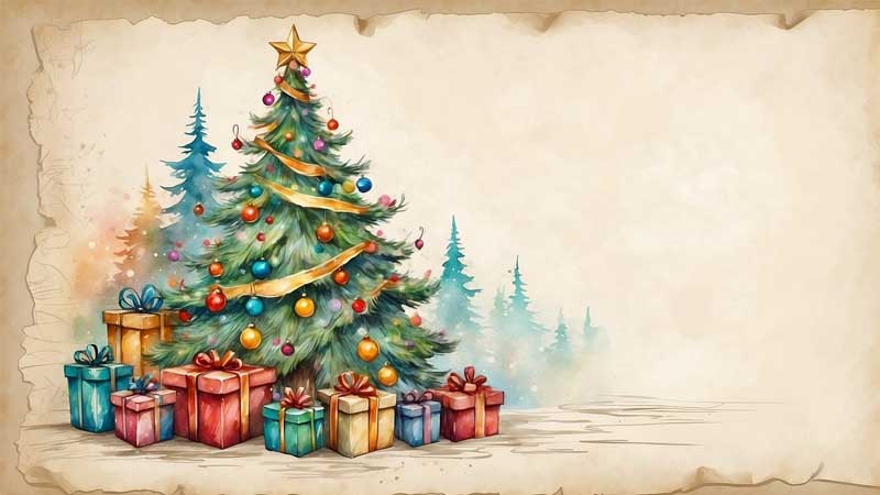 Christmas Background Tree & Gifts