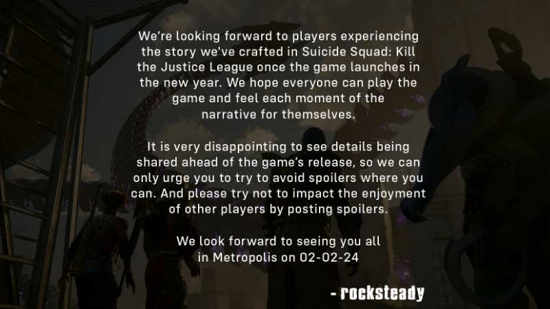 Rocksteady Studio Statement